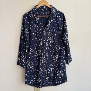 Printfresh Celestial Skies Sleep Shirt Organic Cotton Poplin Nightgown Size XS